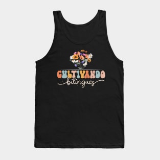 Cultivando Bilingues Best Spanish Teacher Dual Language Crew Tank Top